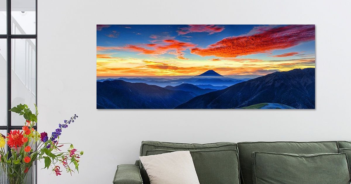 Sunrise with red clouds at Mount Fuji, Japan by Roger VDB on